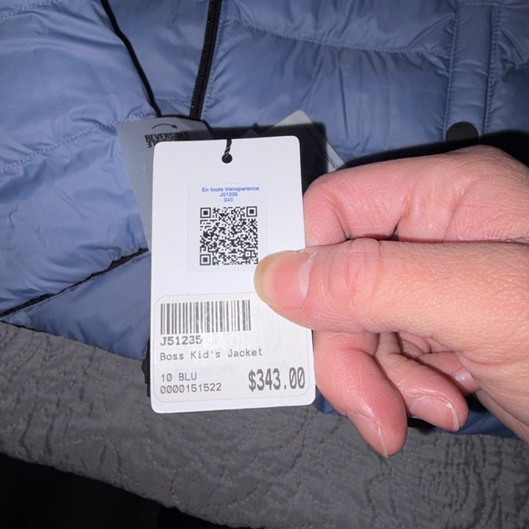 Boss Kids Puffer Jacket - Black with Light Blue Accents - Picture 3 of 3